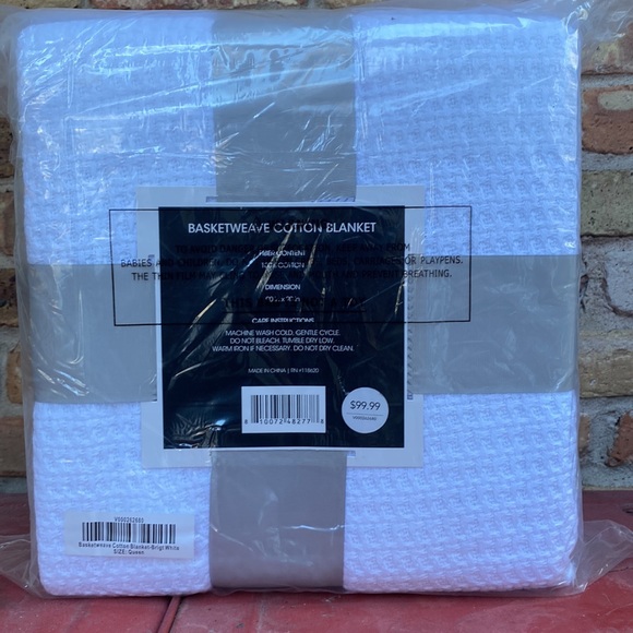 Basketweave cotton blanket - Picture 3 of 4